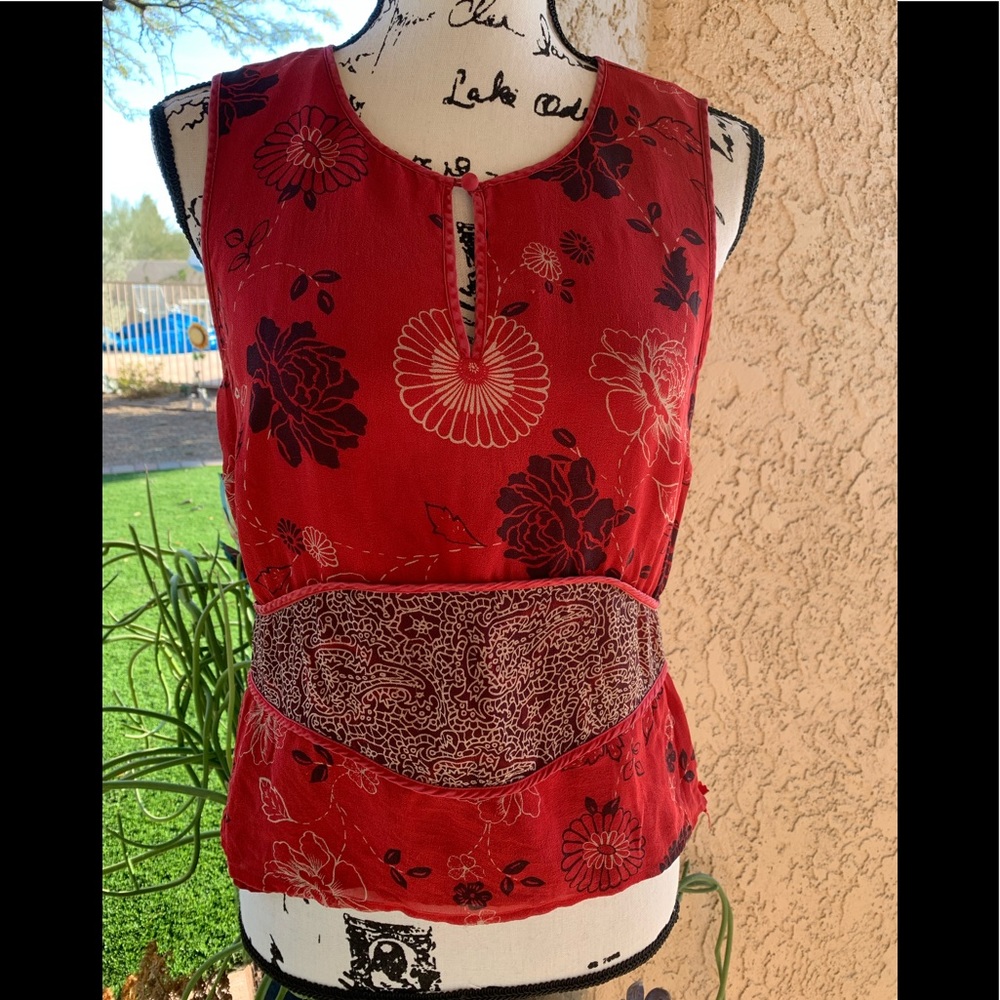 Spenser Jeremy Red Silk Sleeveless Top
